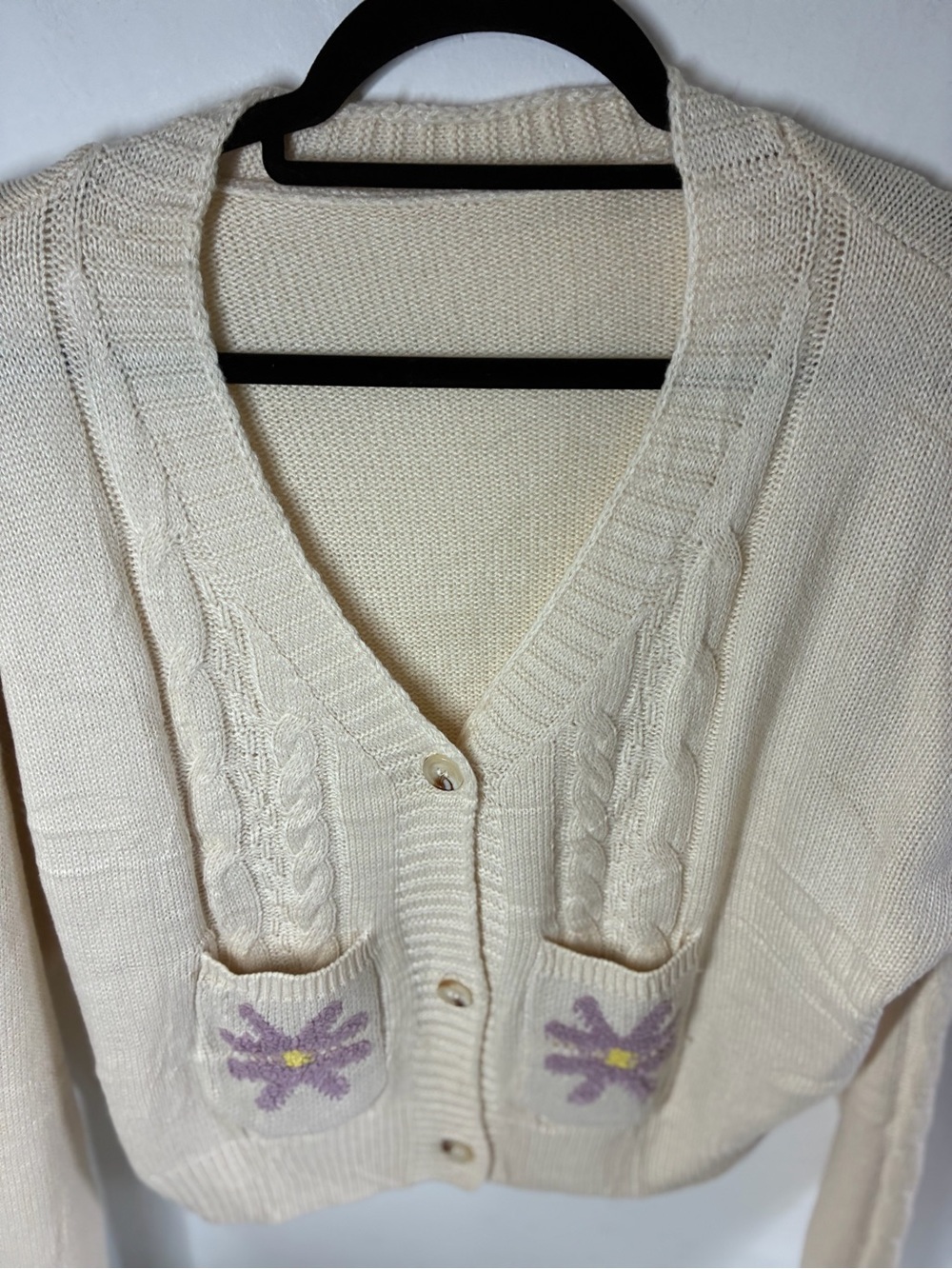 Cream Knit Women's Sweater - Size M - Picture 2 of 5